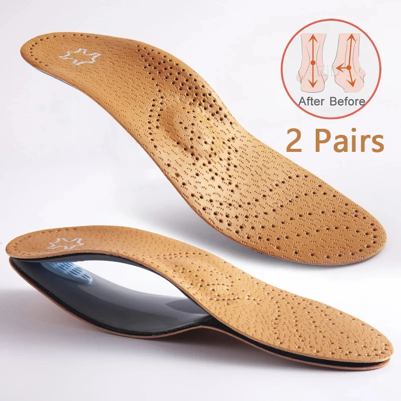 Sneakers Care - 2Pairs Unisex Leather Orthopedic Insole Orthotic